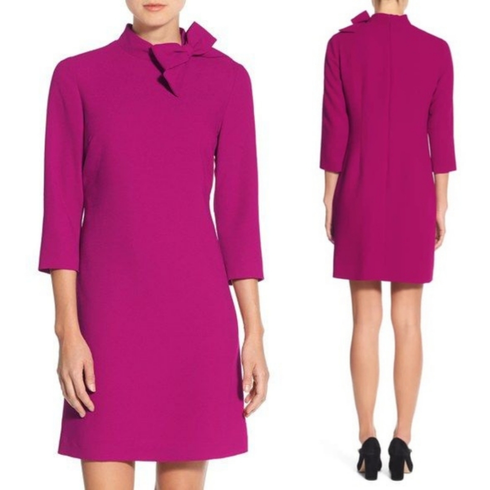 *SALE* Eliza J. Bow Neck Crepe Shift Dress in Pink